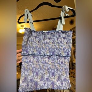 Anthropologie Tie-Strap Smocked Tunic Tank Top